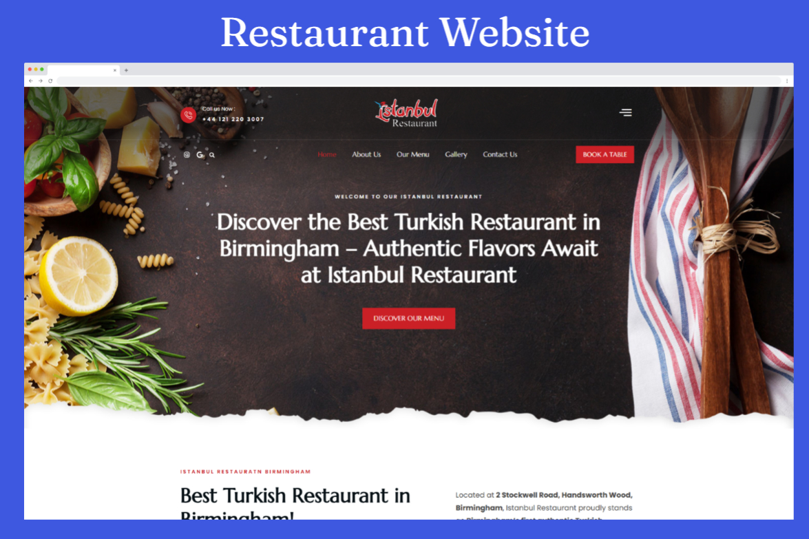 Istanbul restaurant website design by IdeoXpert – web design agency Islamabad